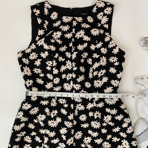 Ann Taylor Dress Floral Pattern A-line Black and White Petite Women's Size 10 - Picture 7 of 12